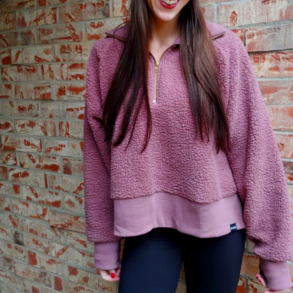 Sherpa jacket pullover rose color